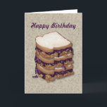 Carte Joyeux sandwiches au beurre d'arachide et à la gel<br><div class="desc">Happy Birthday Peanut Butter and Jelly Sandwich Card featuring vector artiwork of three layers of peanut butter and jelly sandwich.</div>