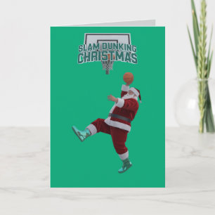 Carte Joyeux Santa enfonçant dans un dunk de Noël