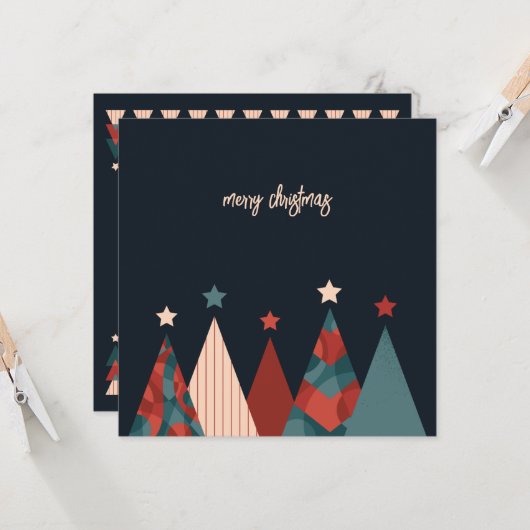 Carte Joyeux sapin abstrait de Noël (Devant/Arrière en situation)