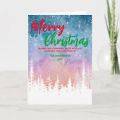 Carte Joyeux sapin de Noël Forêt de script rouge vert nu (Devant)