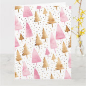 Carte Joyeux sapin rose or Noël (Fleur jaune)