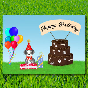 Carte Joyeux Schnauzer d'anniversaire avec gâteau d'anni