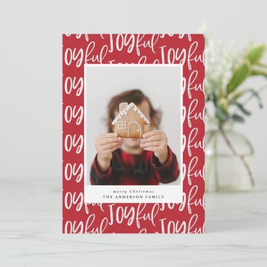 Carte joyeux script photo plaid élégant coloré (Debout devant)