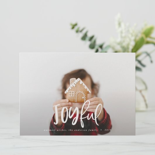 Carte joyeux script photo plaid élégant coloré (Debout devant)