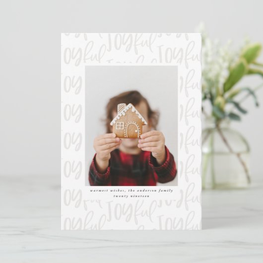 Carte joyeux script photo plaid élégant coloré (Debout devant)