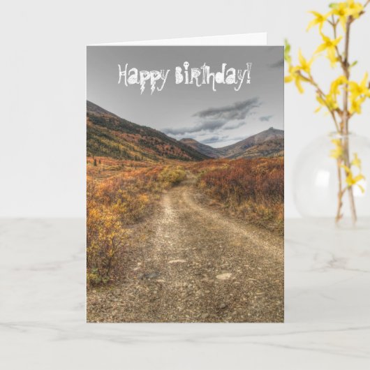 Carte Joyeux sentier ; Joyeux anniversaire (Fleur jaune)
