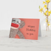 Carte Joyeux singe de soie d'anniversaire (Fleur jaune)