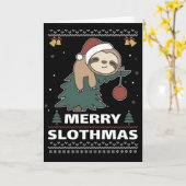 Carte Joyeux Slothmas Funny Sloth Pun Card (Fleur jaune)