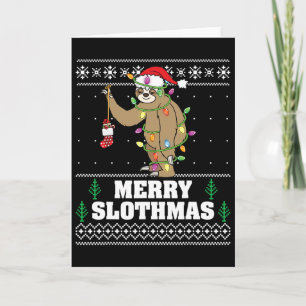 Carte Joyeux Slothmas Xmas Doux moche Femmes Hommes Slot
