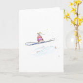 Carte Joyeux Snowboard anniversaire (Fleur jaune)