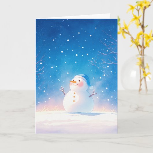 Carte Joyeux Snowman (Fleur jaune)