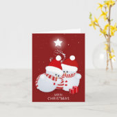 Carte Joyeux Snowmen de Noël (Fleur jaune)