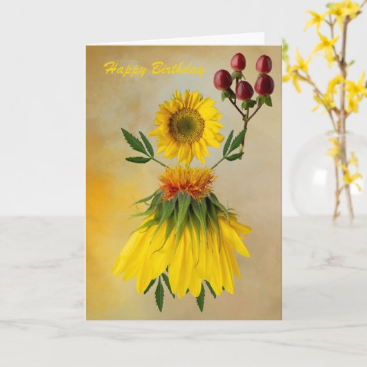 Carte Joyeux soleil d'anniversaire (Fleur jaune)
