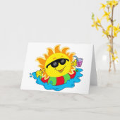 Carte Joyeux soleil dans la piscine (Fleur jaune)