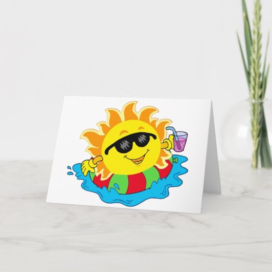 Carte Joyeux soleil dans la piscine (Devant)