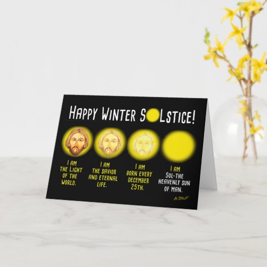 CARTE JOYEUX SOLSTICE D'HIVER ! (Fleur jaune)