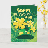 Carte Joyeux St. Patrick et chapeau de lutin (Fleur jaune)