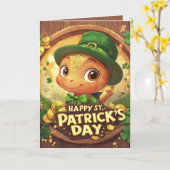 Carte Joyeux St. Patrick et trois lutins (Fleur jaune)