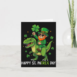 Carte Joyeux St Patrick pa trex day leprechaun dino garç