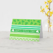 Carte Joyeux St Patrick's Day Green Stripes (Fleur jaune)