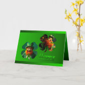 Carte Joyeux St Patrick's Day Leprechaun Ajouter photo H (Fleur jaune)
