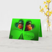 Carte Joyeux St Patrick's Day Leprechaun Ajouter photo H (Fleur jaune)