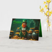 Carte Joyeux St Patrick's Day Leprechaun HGC01 (Fleur jaune)