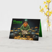 Carte Joyeux St Patrick's Day Leprechaun HGC02 (Fleur jaune)