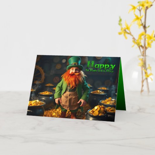 Carte Joyeux St Patrick's Day Leprechaun HGC04 (Fleur jaune)