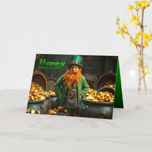 Carte Joyeux St Patrick's Day Leprechaun HGC06 (Fleur jaune)