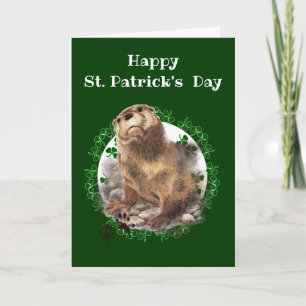 Carte Joyeux St. Patrick's Day Shamrock Otter Amusement 