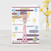 Carte Joyeux style de cirque d'anniversaire (Fleur jaune)