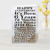 Carte Joyeux sucre 6e anniversaire (Fleur jaune)