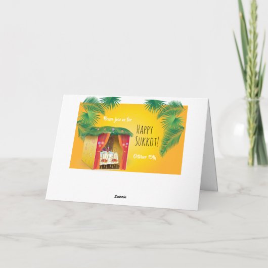 Carte Joyeux Sukkot Soukka, Lulav et Etrog Aquarelle (Dos)