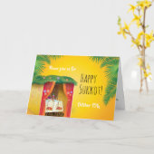 Carte Joyeux Sukkot Soukka, Lulav et Etrog Aquarelle (Fleur jaune)