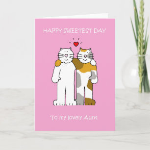Carte Joyeux Sweetest, Aunt, Cartoon Cats.