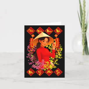 Carte Joyeux Tet Binh Ngo 2026 Fille Vietnamienne