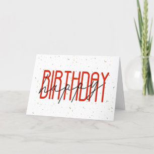 Carte Joyeux texte d'anniversaire et Confetti d'or
