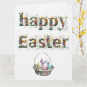Carte Joyeux texte de Fleur sauvage décoratif de Pâques (Fleur jaune)