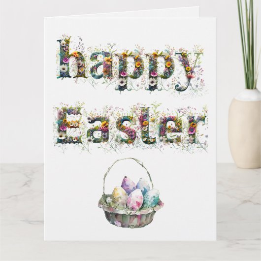 Carte Joyeux texte de Fleur sauvage décoratif de Pâques (Devant)
