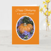 Carte Joyeux Thanksgiving à mon mari citrouille (Fleur jaune)