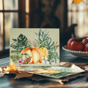 Carte Joyeux Thanksgiving Citrouille Tropicale Ananas