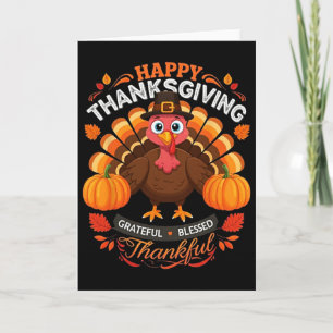 Carte Joyeux Thanksgiving Dinde Reconnaissant Bénis Reco