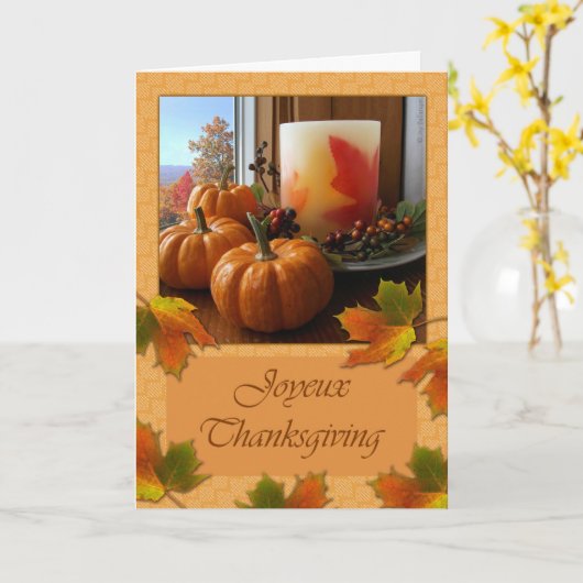 Carte Joyeux Thanksgiving French Automne (Fleur jaune)