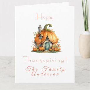 Carte Joyeux thanksgiving maison de citrouille blanche