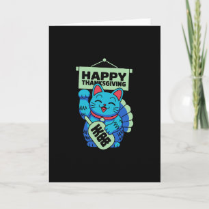 Carte Joyeux Thanksgiving Maneki Neko Chat Chanceux Japo