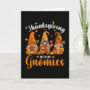 Carte Joyeux Thanksgiving Mignons Gnomes Citrouille Feui