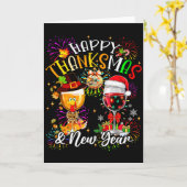 Carte Joyeux Thanksmas & Nouvel An Feu d'Artifice Disco  (Fleur jaune)