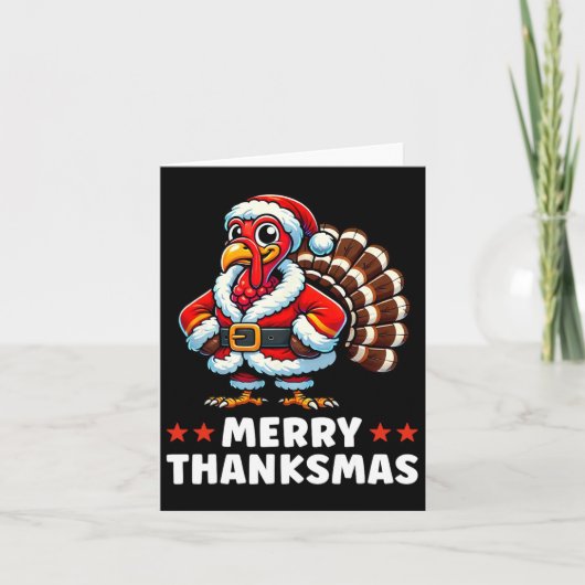 Carte Joyeux Thanksmas Thanksgiving Turquie Noël Drôle (Devant)