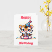Carte Joyeux Tiger Cub Anniversaire (Fleur jaune)